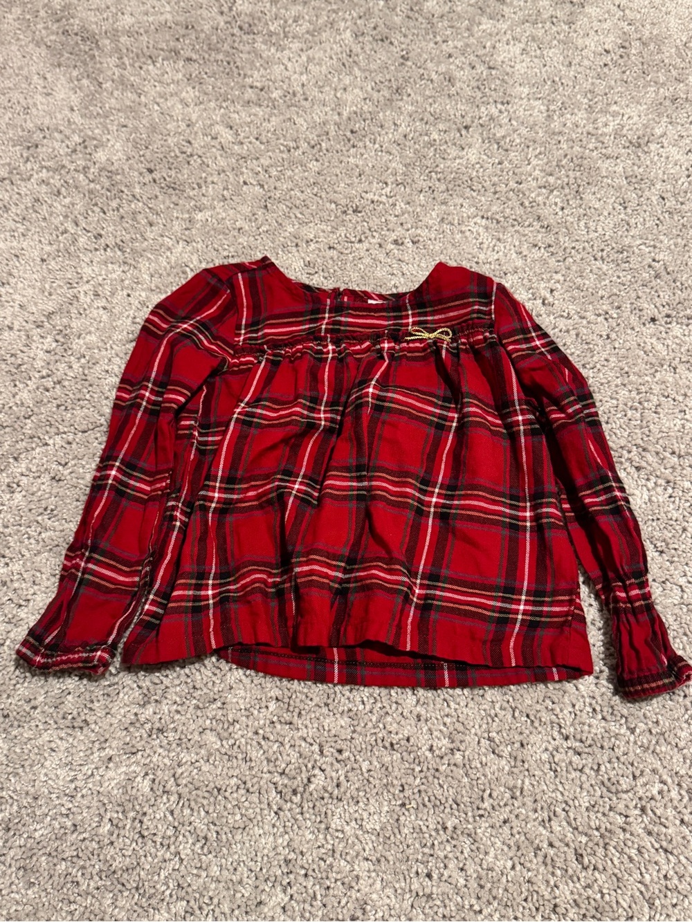 Girls' Red Plaid Long-Sleeve Top